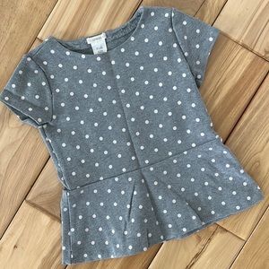 Crewcuts - Sz. 4/5 Grey/White Dot Peplum Top